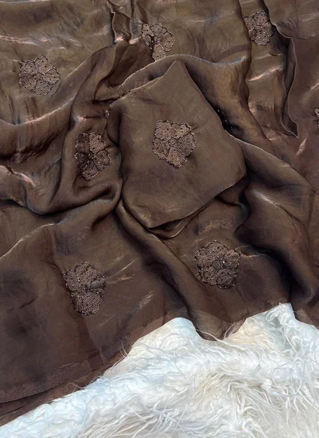 Kc 224 Space Fendy Silk Beads Worked Fancy Saree